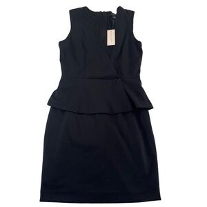 NWT Banana Republic Black Sleeveless VNeck‎ Peplum Sheath Knee Dress 2 Petite